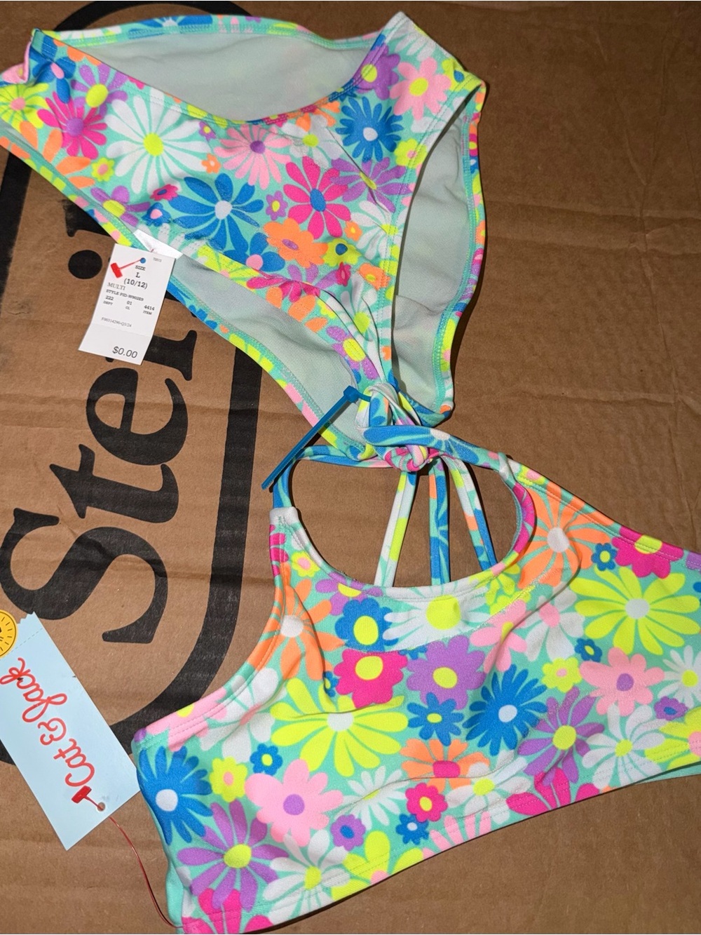 Target Girls' Neon Floral Tank Bikini Top - Multicolor